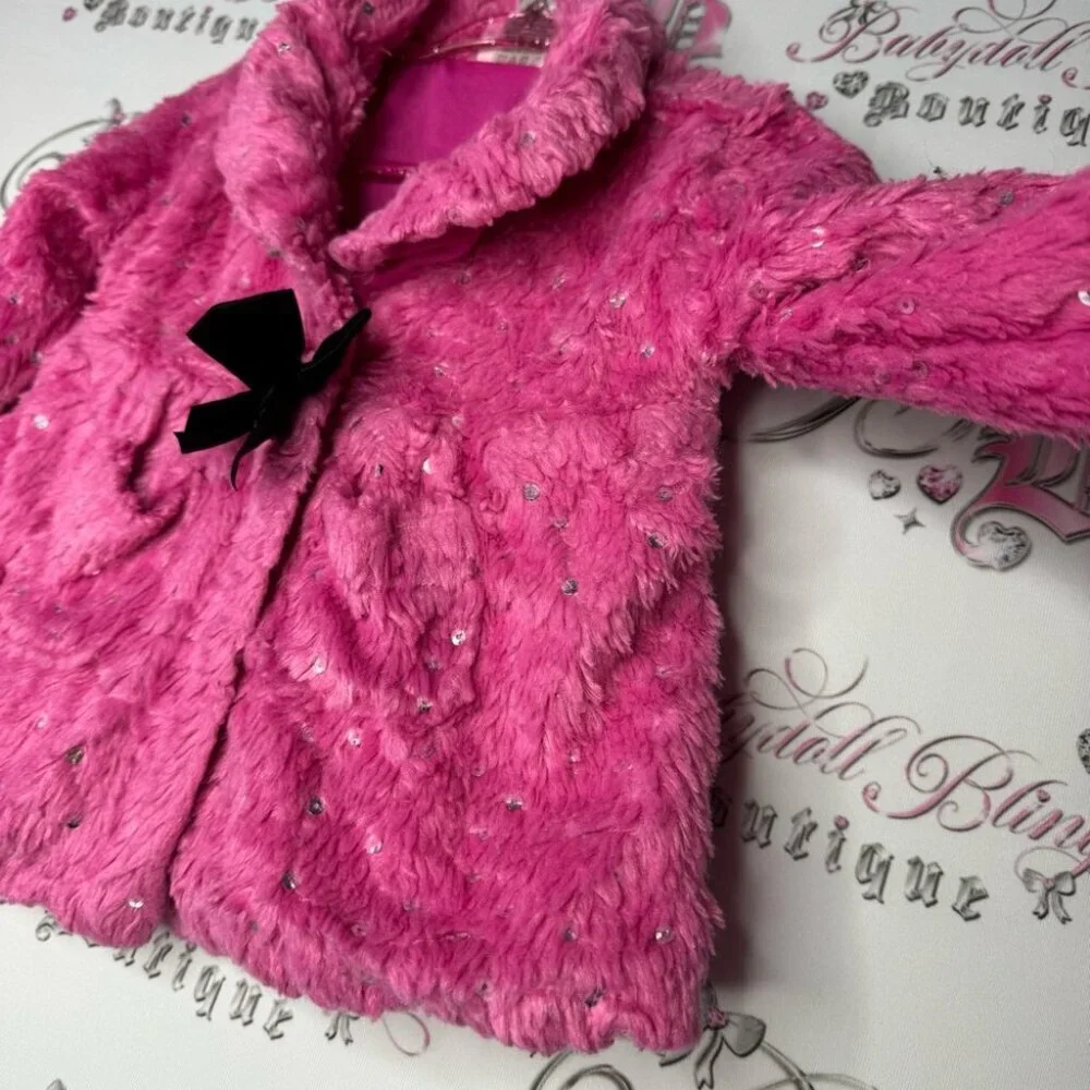 Little lass coat jacket 18months baby kid winter parka cute sparkly sequins bow